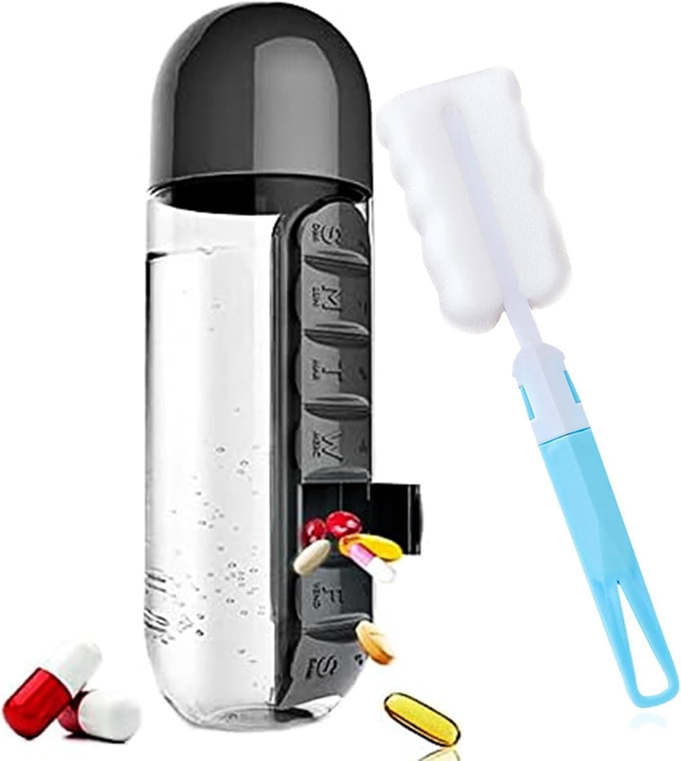 Pill Box Organizer with Water Bottle