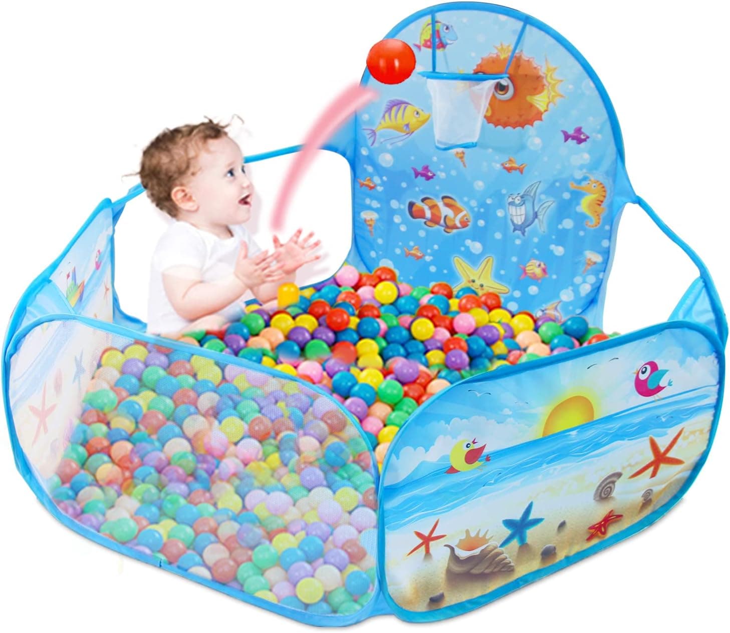 Kids Ball Pit with Basketball Hoop