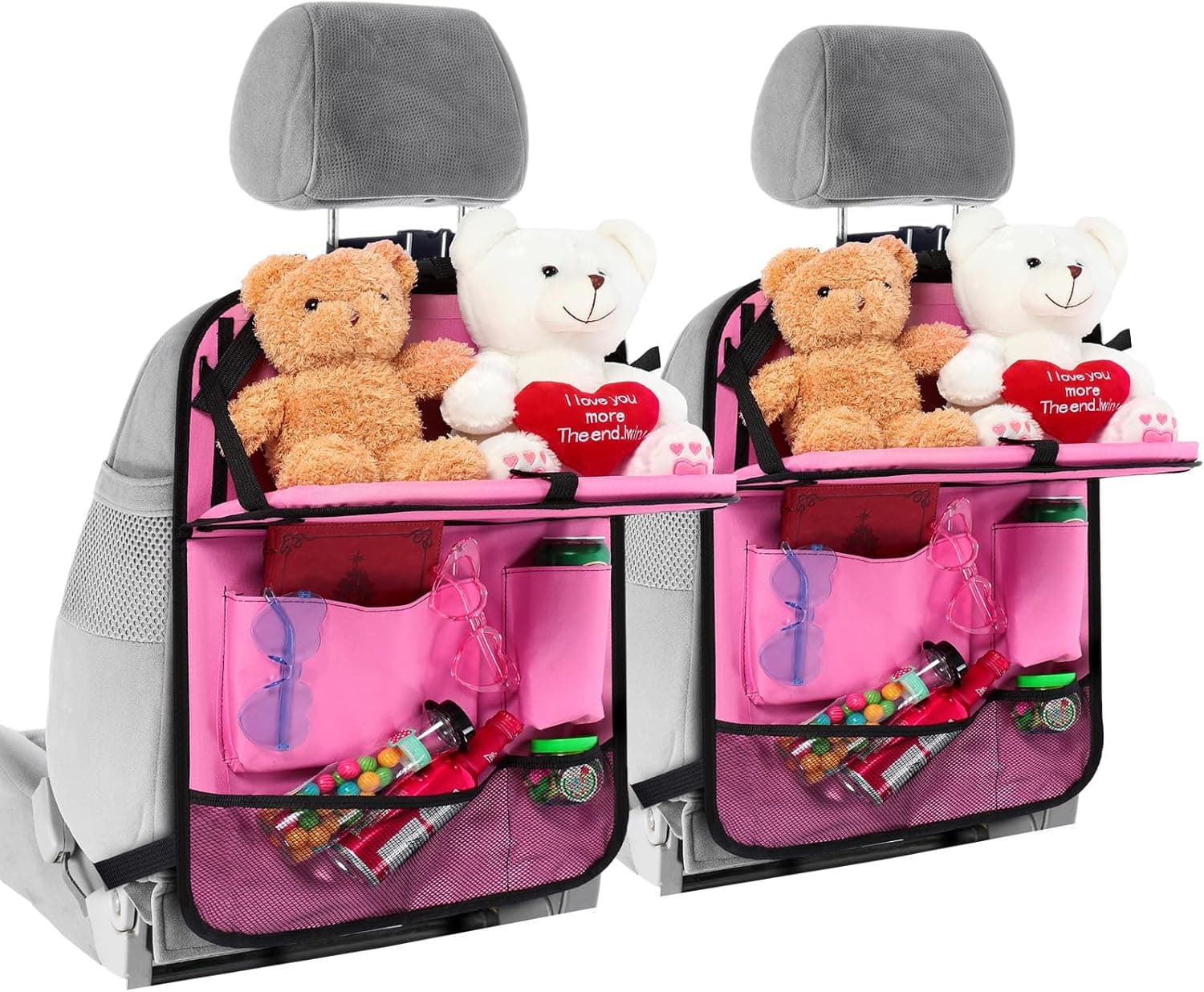 2 Pcs Backseat Car Organizers with Car Tray